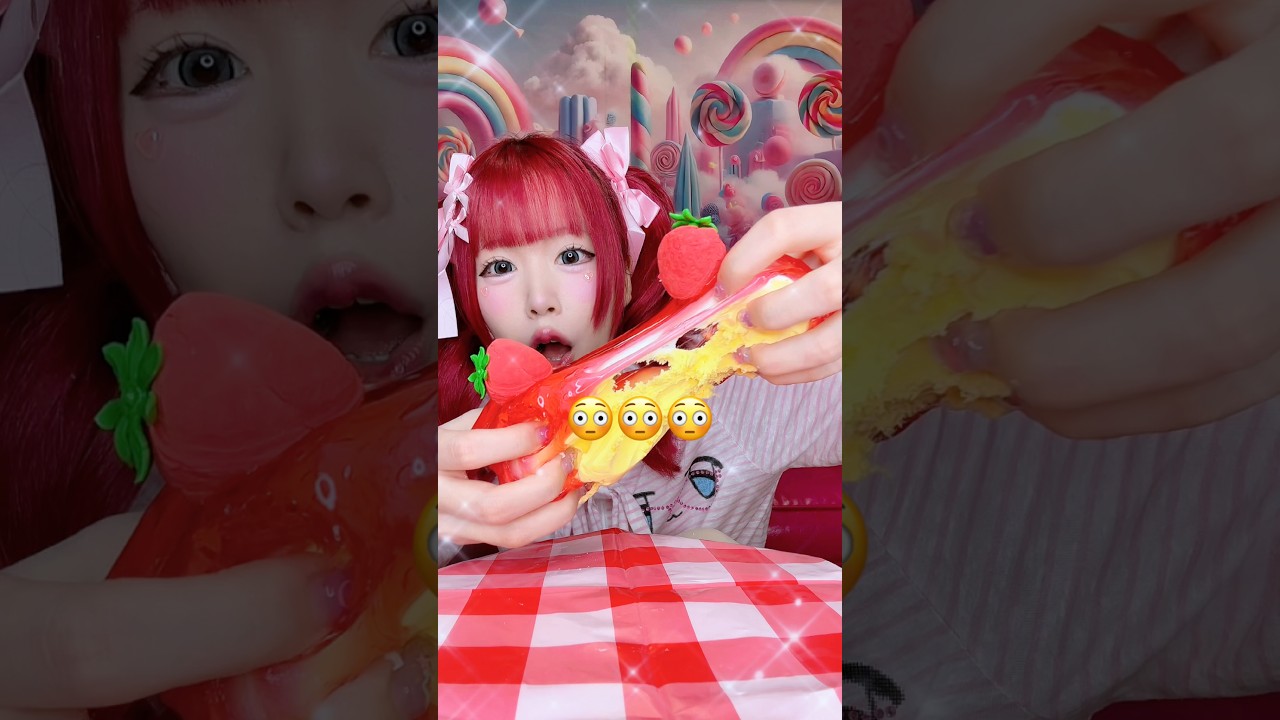 いちごチーズケーキスライムを作るASMR🍰🍓これたのしいー！💕#asmr #shorts #slime #toys