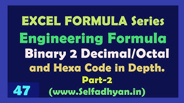 Engineering Formula in Excel - 2 (How to convert Binary into Decimal - Octal and Hex in Excel - 47