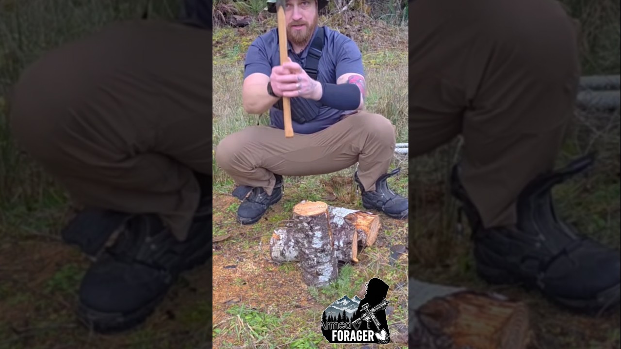 Как рубить дрова походным топором. 