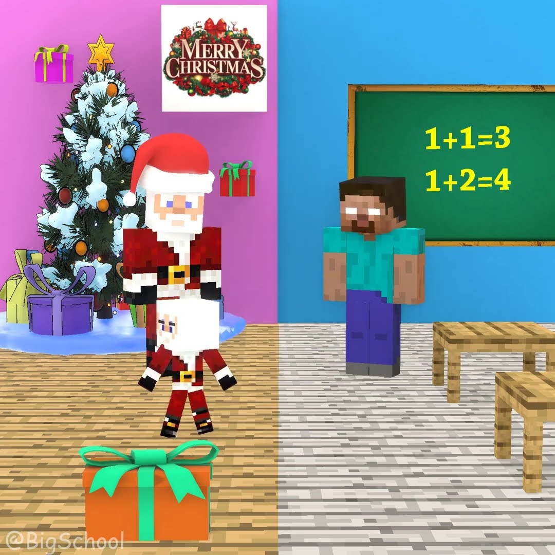 Do you want Steve Boy to choose Santa Claus or go to school? ?