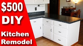 How To: $500 DIY Kitchen Remodel | Update Counter & Cabinets on a Budget