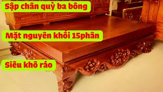 Mẫu Sập Chân Quỳ Ba Bông Mặt Nguyên Khối Gỗ Hương Nam Phi - Đồ Gỗ Nam Quỳnh