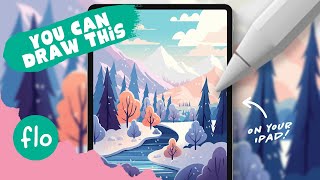 You Can Draw This Winter Landscape in Procreate - Easy Procreate Tutorial