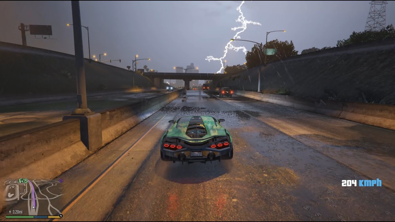 Night Rain Drive in GTA V | 1080p Ultra Graphics - YouTube