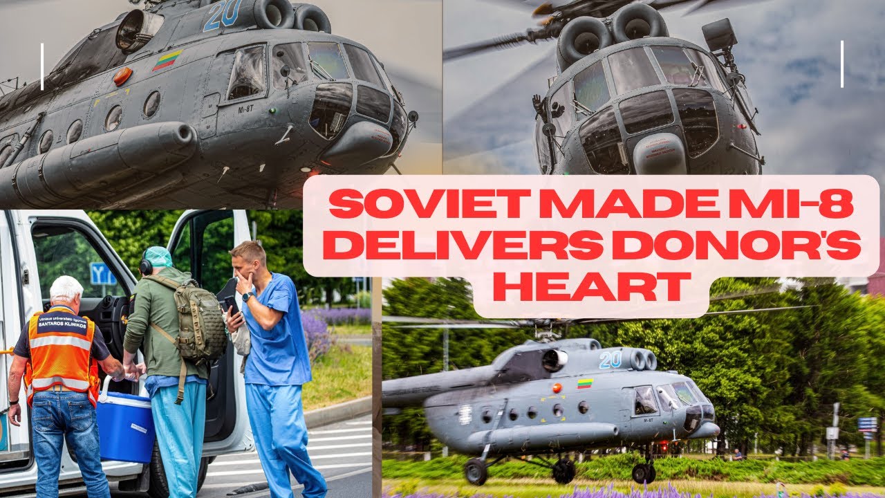 Lithuanian Air Force helicopter Mil Mi-8T delivers donor's heart - YouTube