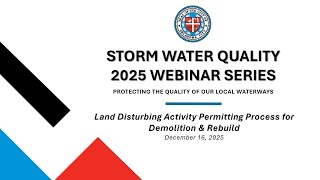 Storm Water Quality Webinar Series (12/16/2025) - Land Disturbing Permitting Process