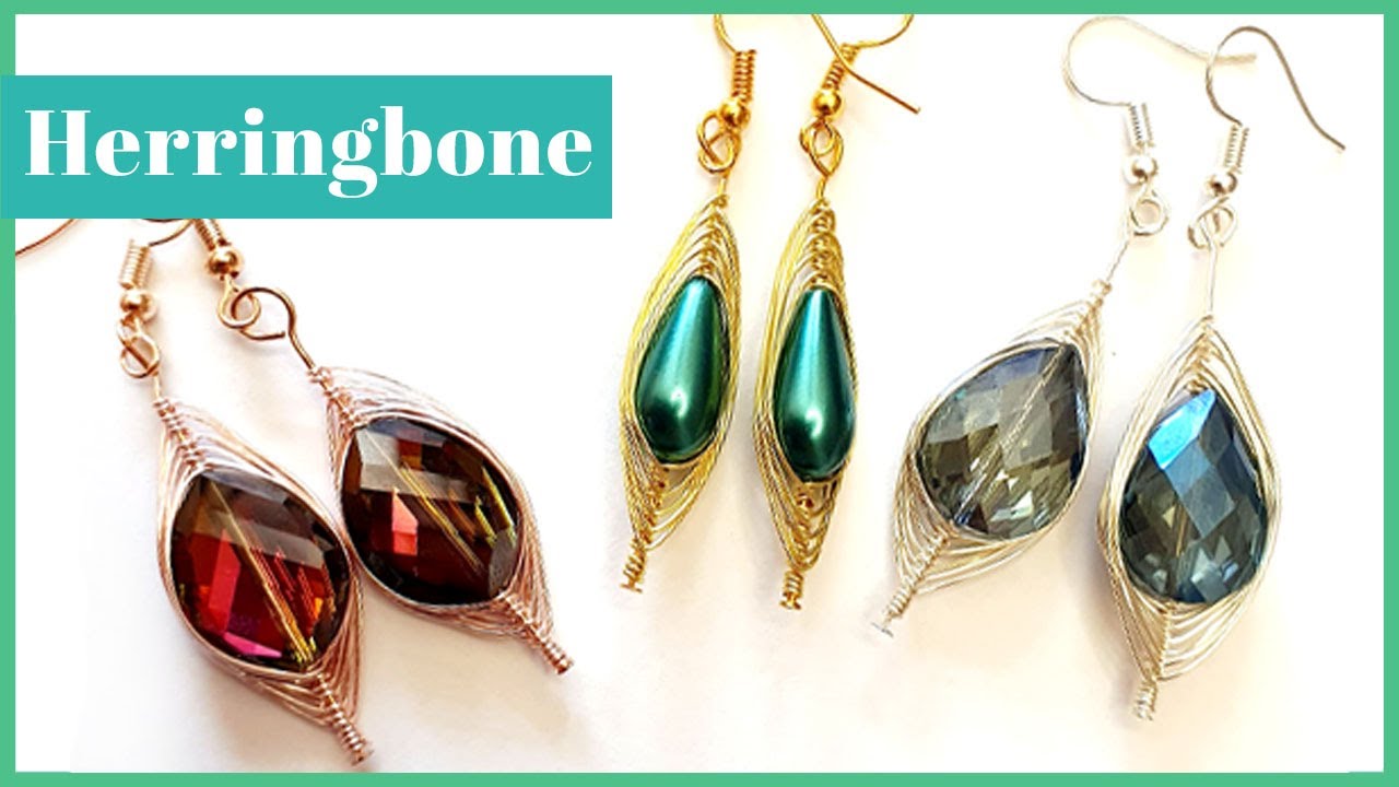 Herringbone Wire Wrapped Crystal Earrings Youtube