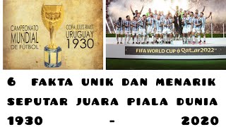 6 FAKTA UNIK DAN MENARIK SEPUTAR JUARA PIALA DUNIA 1930 - 2022