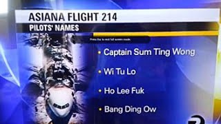 Asiana Flight 214 Fake Pilot Names Confirmed by NTSB