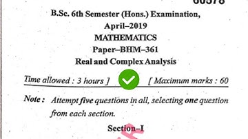 Mdu BSc 6th Sem Real & Complex Analysis Question Paper
