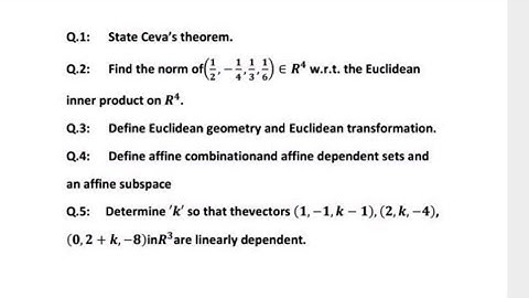 Gcuf solved past papers of Affine and Euclidean geometry of Bs math 4 semester