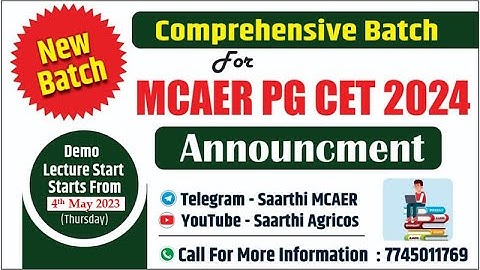 Comprehensive Batch For MCAER PG-CET 2024 Announcement