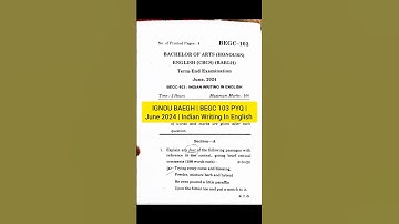 IGNOU BAEGH | BEGC 103 PYQ | June 2024 | Indian Writing In English