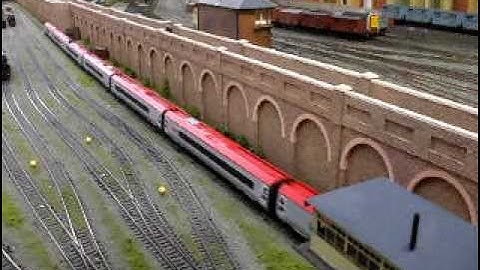 Virgin Pendilino on drag with Class 57/3 Lady penelopy Trent Valley Model Railway Society (TVMRS)