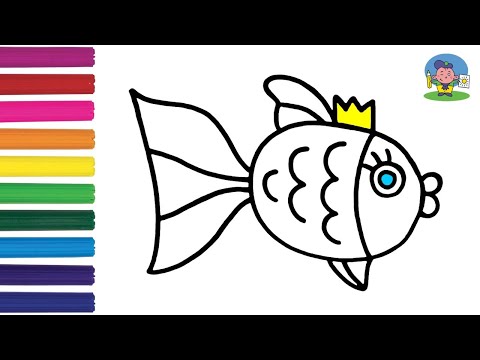 Как нарисовать ЗОЛОТУЮ РЫБКУ / Раскраска ЗОЛОТАЯ РЫБКА для детей / How to Draw a Goldfish