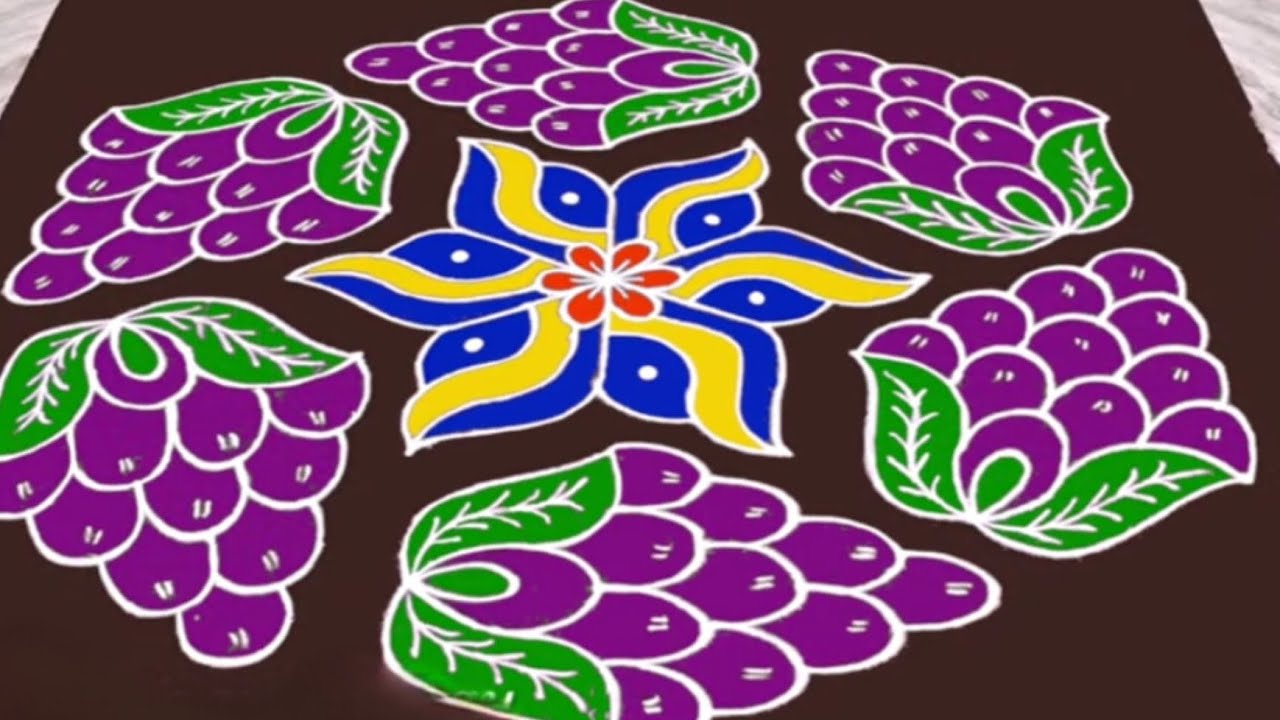 Easy grapes kolam 15*8 archus family 😊# pls subscribe, like, share 