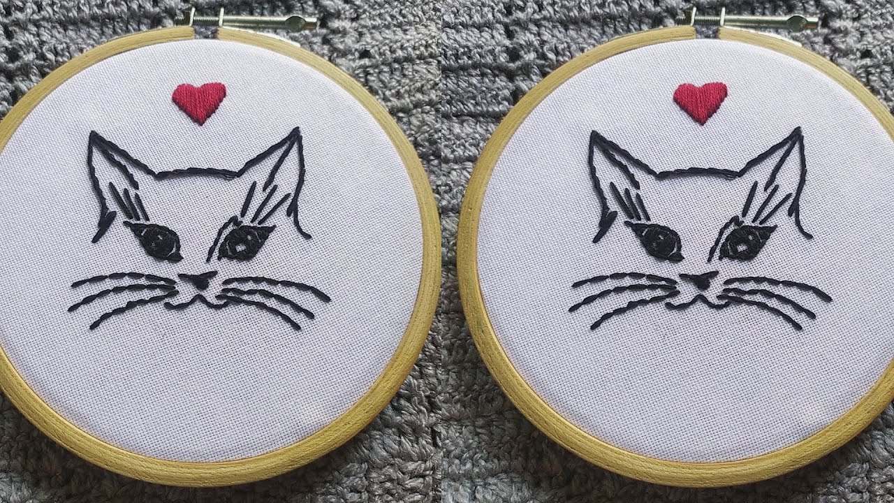 Pretty Cat Head Embroidery Design