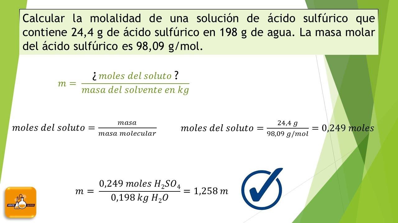 Ejercicio de Cálculo de Molalidad de una solución - YouTube