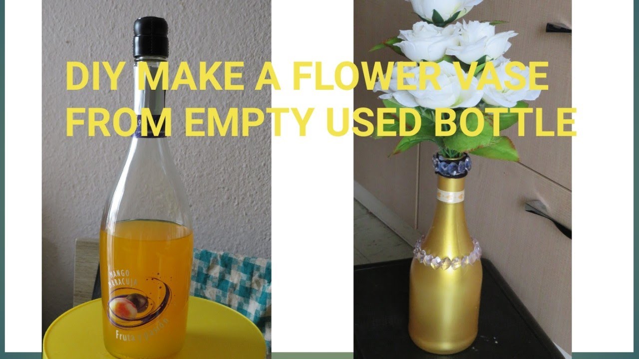 DIY MAKE A FLOWER VASE from used glass bottle cara membuat 