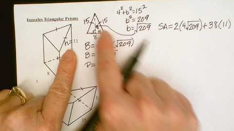 Surface Area and Volume of Triangular Prisms with Isosceles Triangle Bases