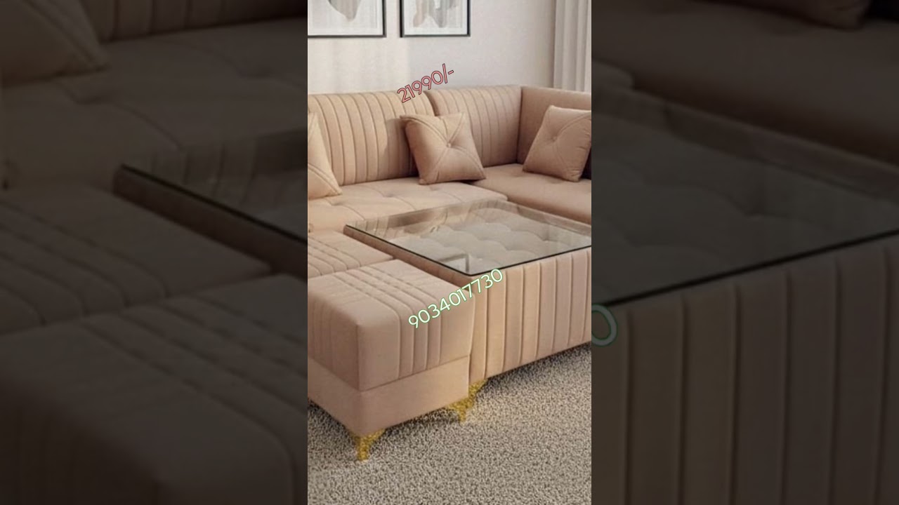 21990/- Only 🔥 Five Seater L Type Sofa Set With Center Table And 2 Puffi Double Coating Fabric 👌🏻
