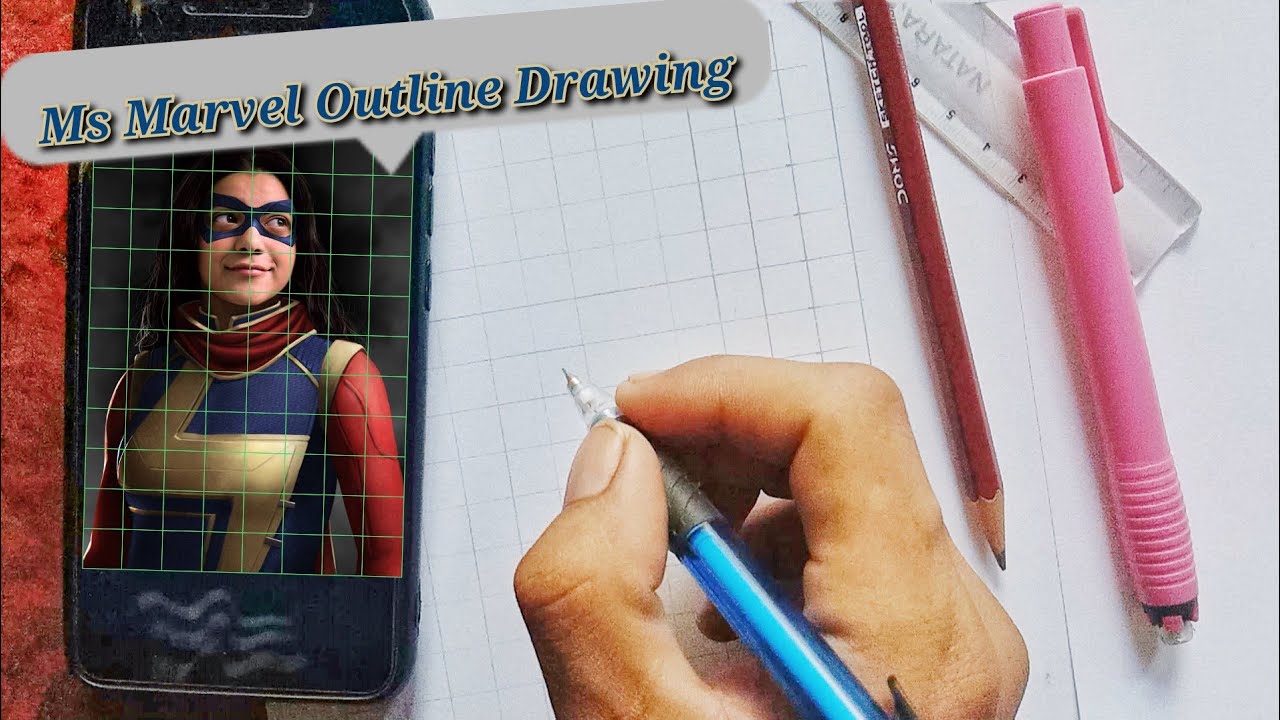 Ms Marvel 🦸 Outline Drawing | Sketch | Face Outline Draw | Kamala Khan ...