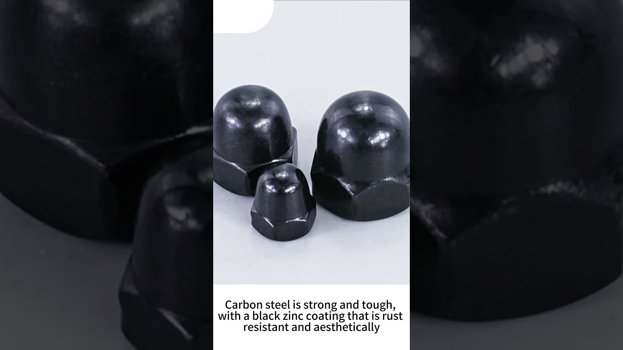 carbon steel coated with black zinc spherical head cap nuts.