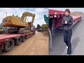 Female truck driver miao transporting excavators