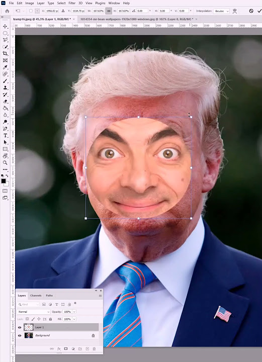 Быстрая замена лица в Photoshop - YouTube