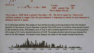 22 Unit 4A Bottle Filling 2009B Question 5 Test for Means and Simulation