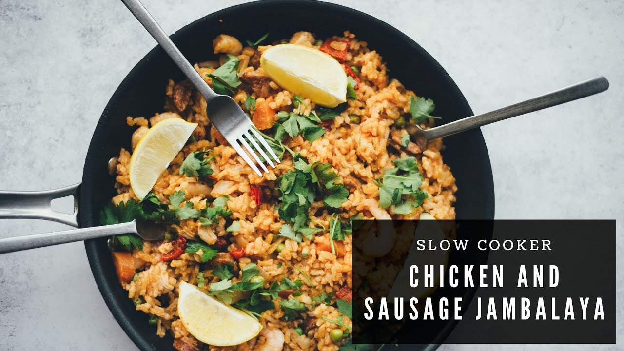 Slow Cooker Chicken and Sausage Jambalaya YouTube