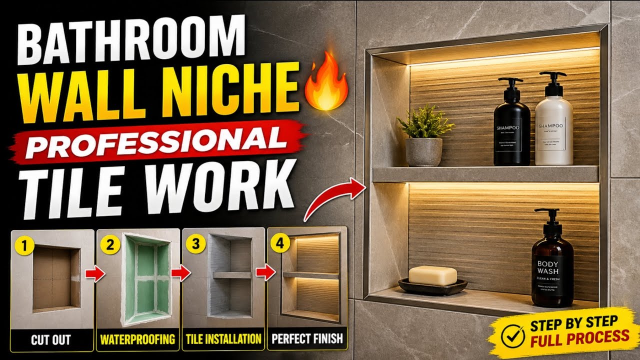 🚿 How to Make a Tile Shower Niche | Bathroom Wall Niche Installation ...