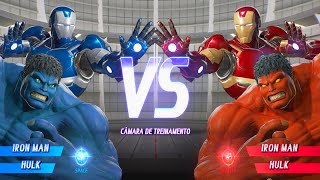 HOMEM DE FERRO AZUL VS HOMEM DE FERRO VERMELHO - HULK AZUL VS HULK VERMELHO [ P1 VS COM NÍVEL HARD ]