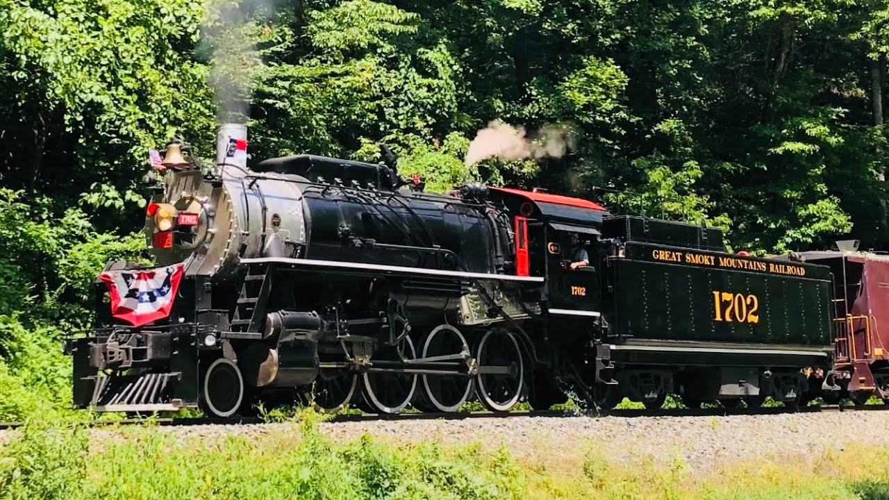 Great Smoky Mountains Railroad: #1702 Red White & Steam 7-5-2025
