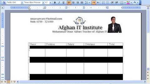 MS Word 2003 Part 27) Table Menu in Dari / Farsi Omar Akbari
