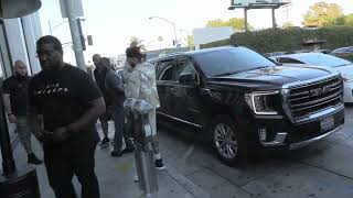 Boxer Gervonta Tank Davis and his entourage arrive at Catch for dinner