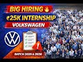 🔥 Volkswagen Big Hiring | ₹25K Internship | Freshers &amp; Students Eligible | Apply Fast