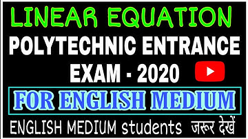 Linear equation polytechnic entrance exam  ,imp questions from linear equation polytechnic entrance