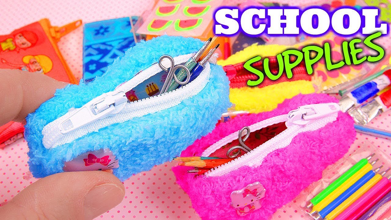 How to make miniature Pencil Case: miniature school supplies 