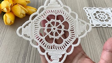 CROCHET NEW and UNIQUE Design Square Motif Runner, Blouse, Shawl, Coaster Pattern