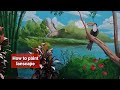 how to paint river bank lanscape on wall | bamboo | mural painting | cara melukis pemandangan