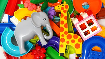 Satisfying Building Blocks Marble Run I love animals! Elephant and giraffe themed block coaster!