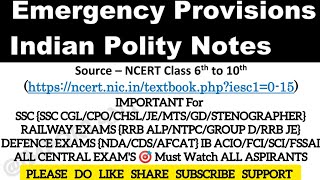 EMERGENCY PROVISIONS | Indian Polity | Important For All Competitive EXAMS #subscribe #support #live