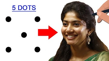 Turn 5 dots into Sai Pallavi drawing easy - How to draw sai pallavi actress drawing outline easy