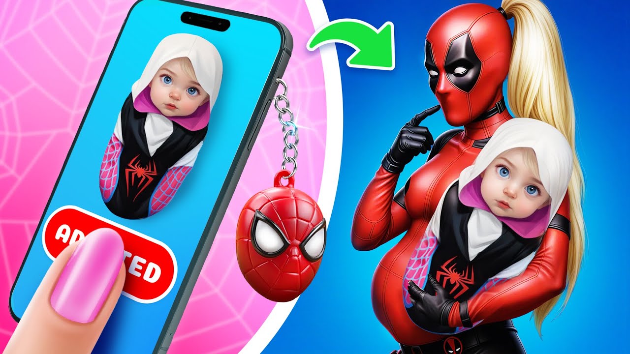 Lady Deadpool ve SPIDER-MAN ebeveyn oldu! Süper Kahramanlar tarafından evlat edinildim!
