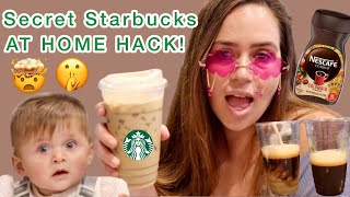 NESCAFE ICED COFFEE w/ SPECIAL ICE + STARBUCKS HACK!!! [making coffee with baby]