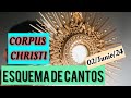 Esquema de cantos corpus christi solemnidad del cuerpo y sangre de cristo da 2 de junio del 2024