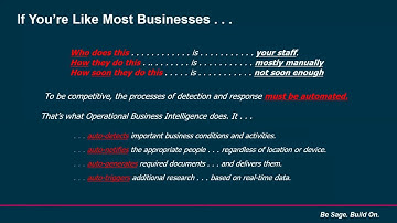 Operational Business Intelligence with Sage Alerts and Workflow
