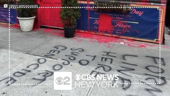 Israeli Restaurant Vandalized With Graffiti Alleging Support For Genocide