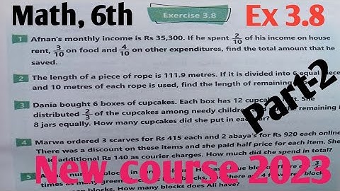 Exercise 3.8 class 6 Math kpk new course 2023| Class 6 Math punjab New course 2023 SNC Part-2